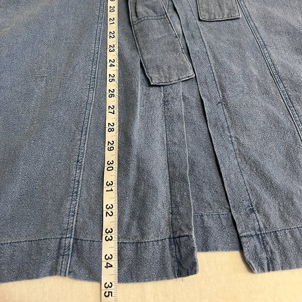 Free People Utility Cargo Midi Skirt Blue Belted Pockets Women's Size 12 - Picture 9 of 10